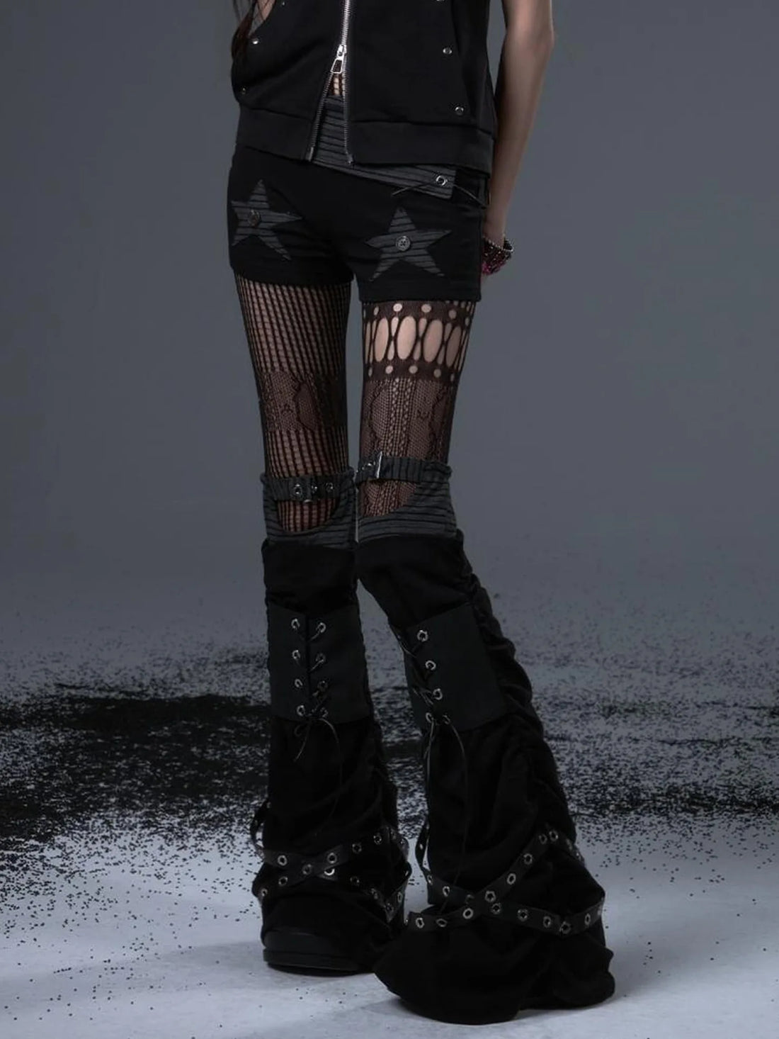 Frustration Garden Punk Knit Lace Up Leg Warmers