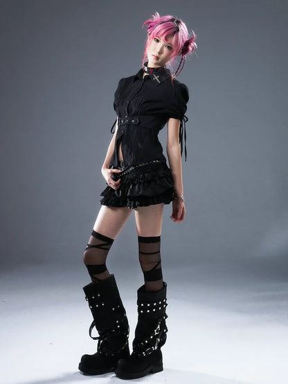 Punk Lace Ballet Flounce Low Waist Bloom Shorts