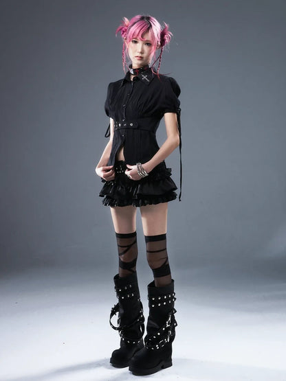 Punk Lace Ballet Flounce Low Waist Bloom Shorts