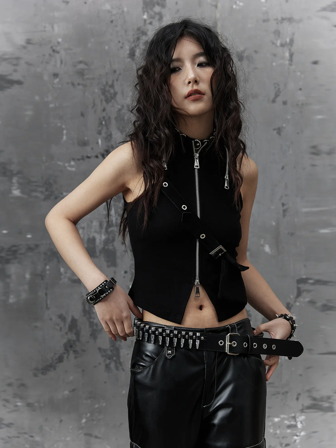 Frustration Garden Punk Metal Trim Slim Vest