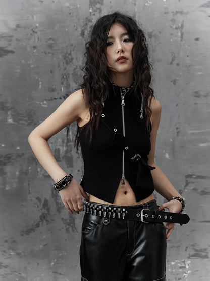 Frustration Garden Punk Metal Trim Slim Vest