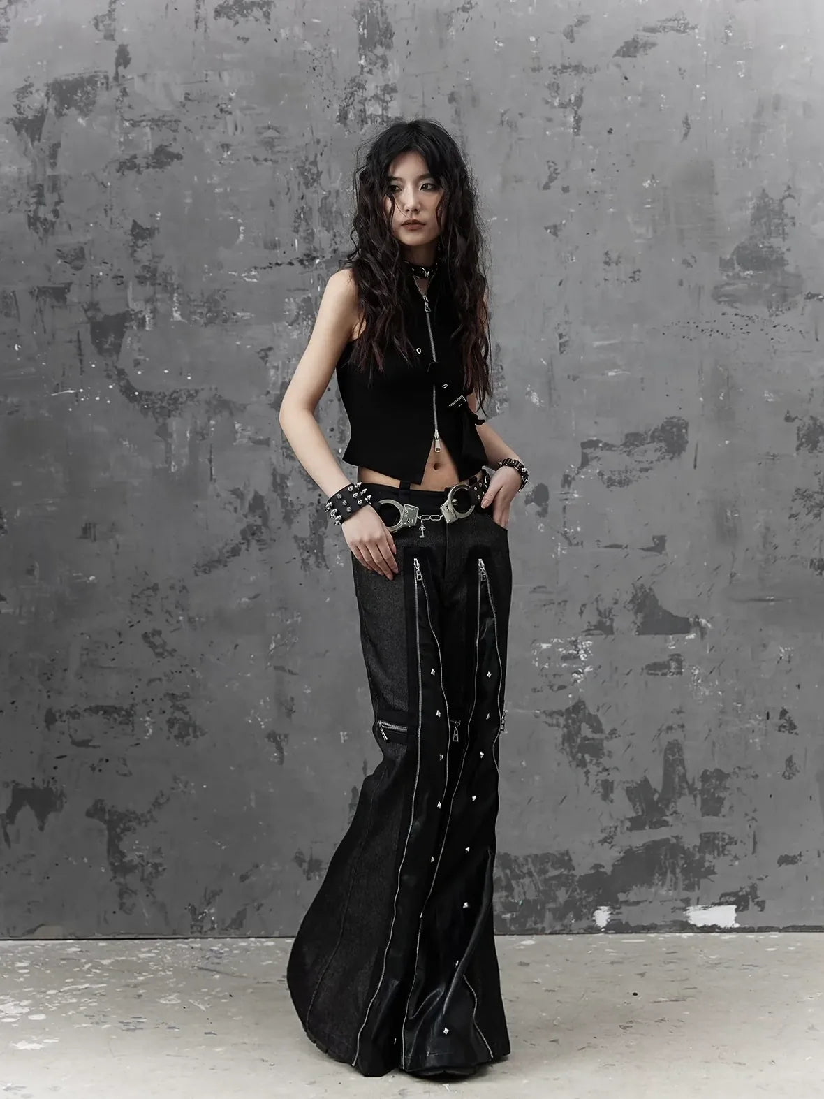 Frustration Garden Punk Metal Trim Slim Vest