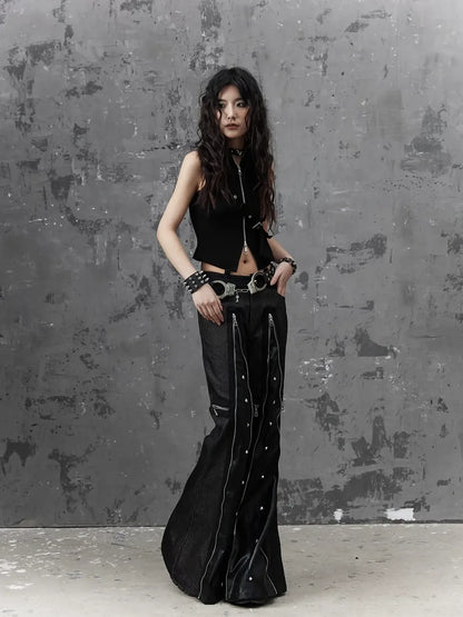 Frustration Garden Punk Metal Trim Slim Vest