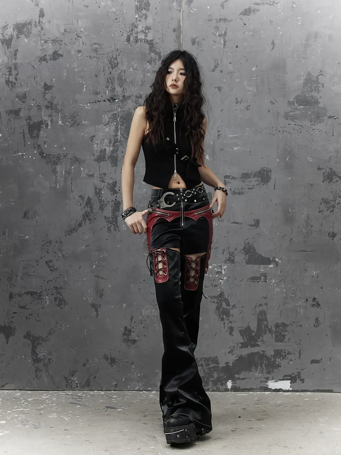 Frustration Garden Punk Metal Trim Slim Vest