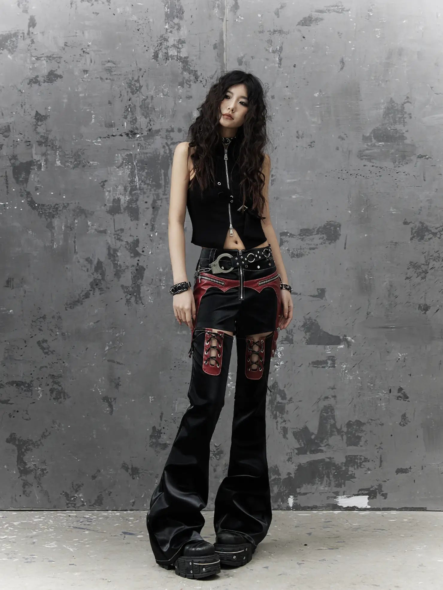 Frustration Garden Punk Metal Trim Slim Vest
