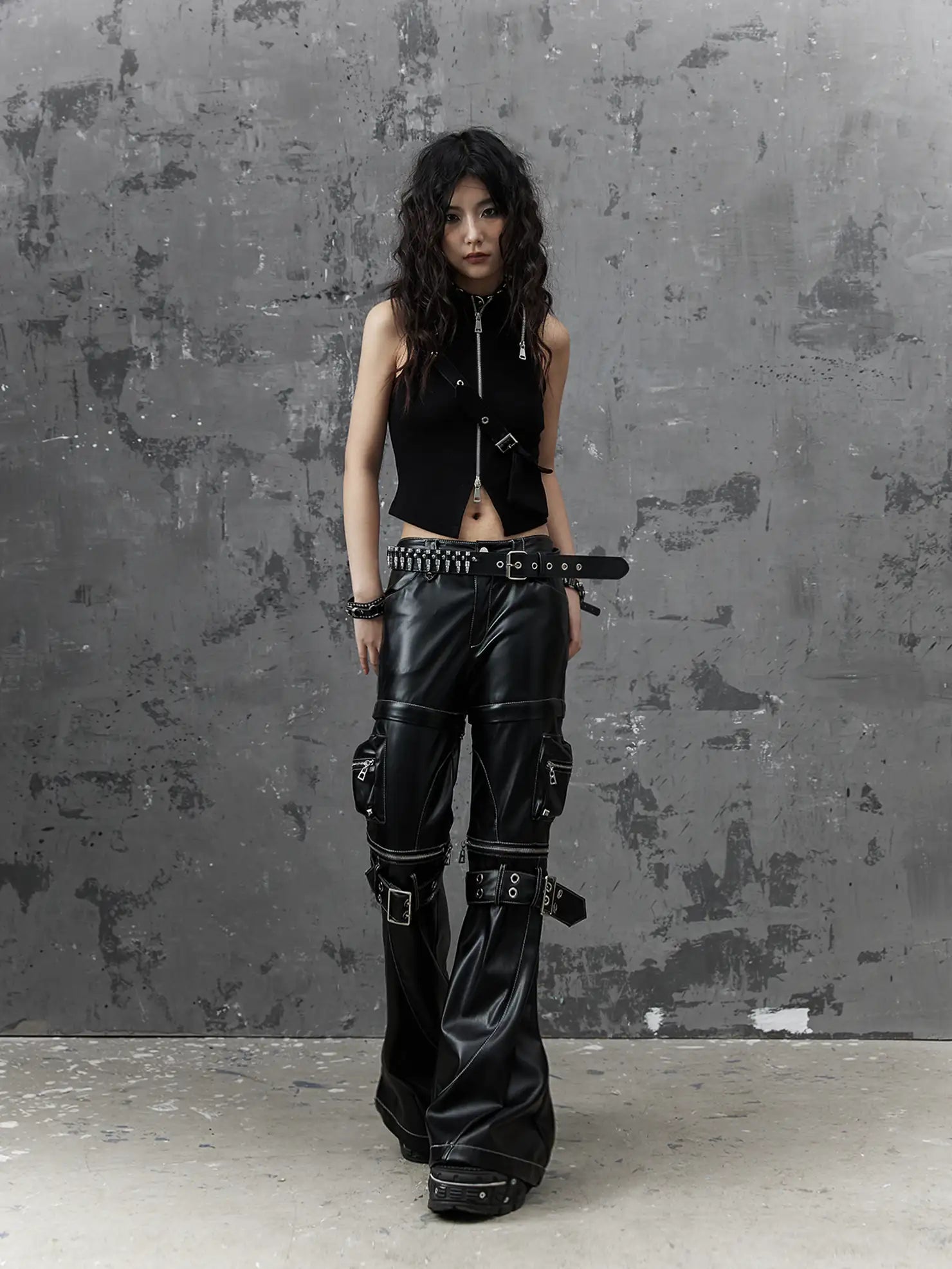 Frustration Garden Punk Metal Trim Slim Vest
