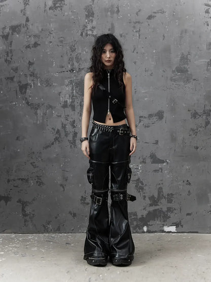 Frustration Garden Punk Metal Trim Slim Vest