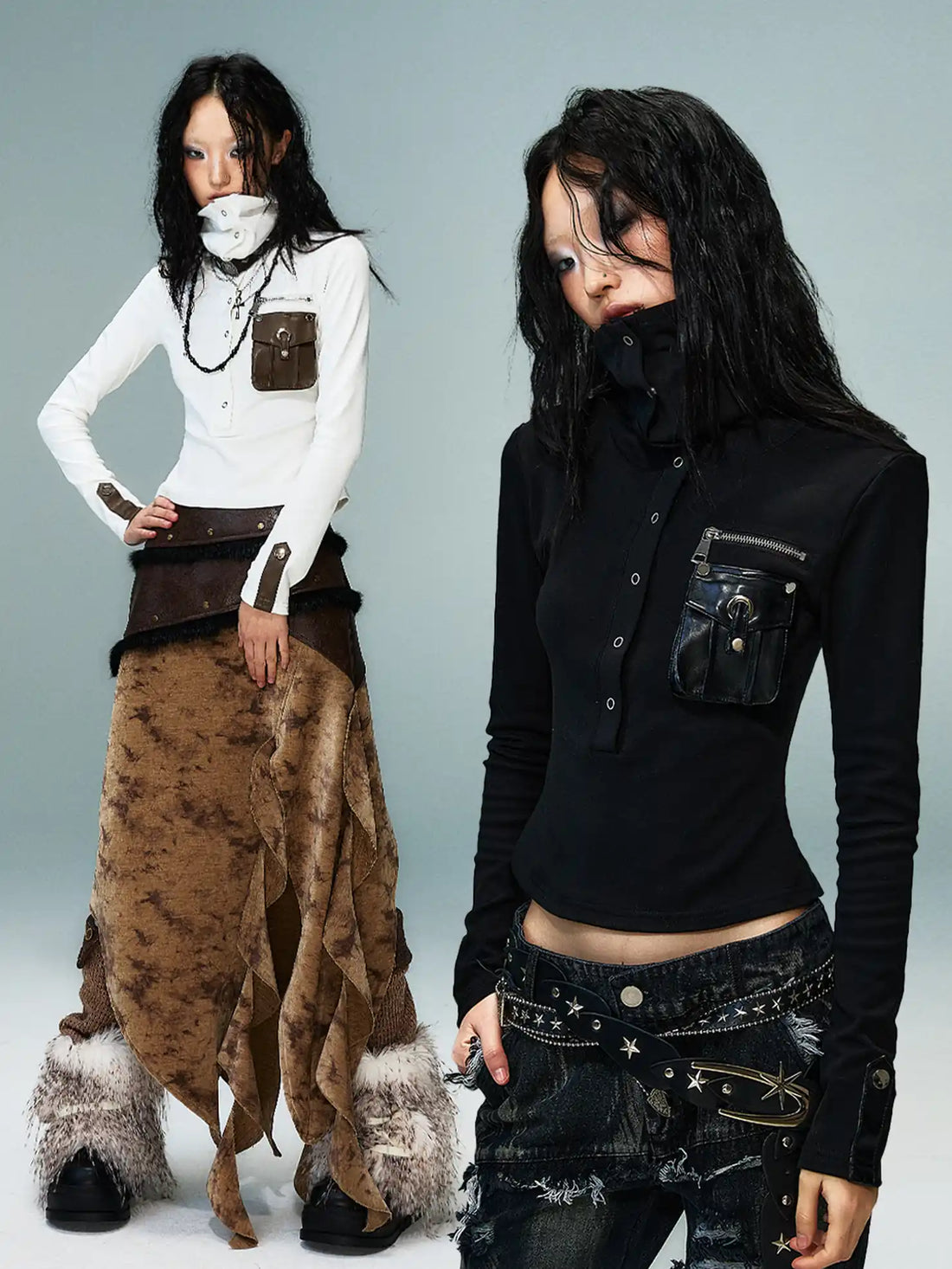 Frustration Garden Punk Multi Way Knit Turtleneck Top
