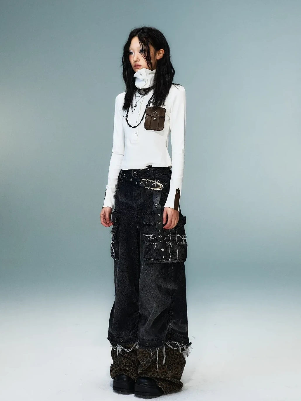 Frustration Garden Punk Multi Way Knit Turtleneck Top