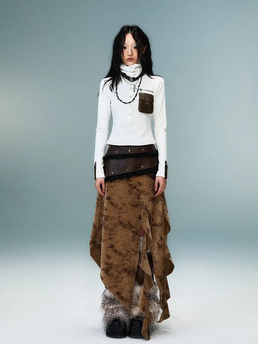 Frustration Garden Punk Multi Way Knit Turtleneck Top