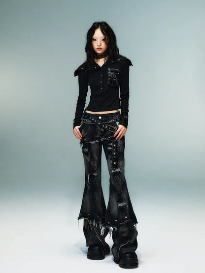 Frustration Garden Punk Multi Way Knit Turtleneck Top