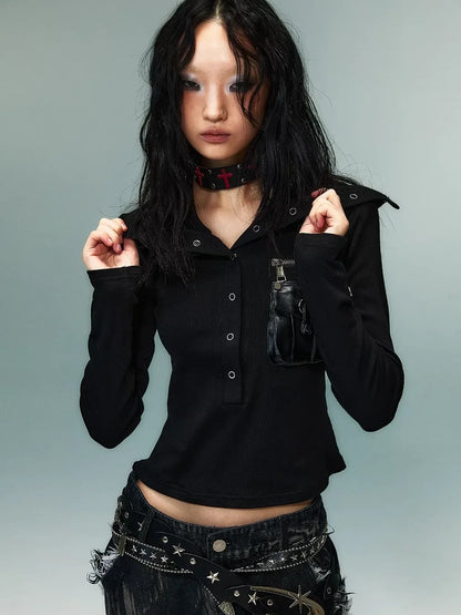 Frustration Garden Punk Multi Way Knit Turtleneck Top