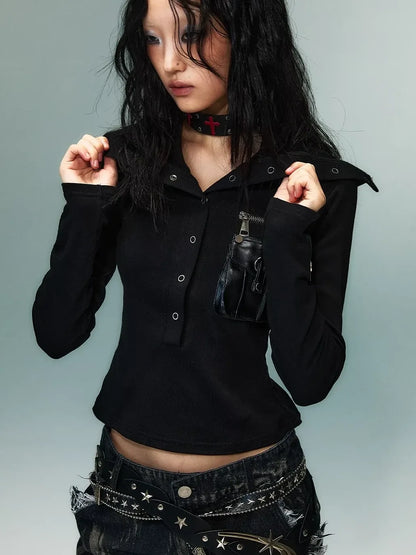Frustration Garden Punk Multi Way Knit Turtleneck Top