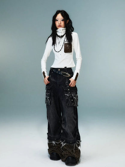 Frustration Garden Punk Multi Way Knit Turtleneck Top