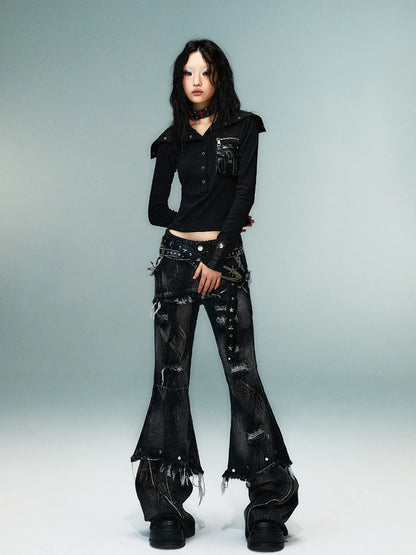 Frustration Garden Punk Multi Way Knit Turtleneck Top