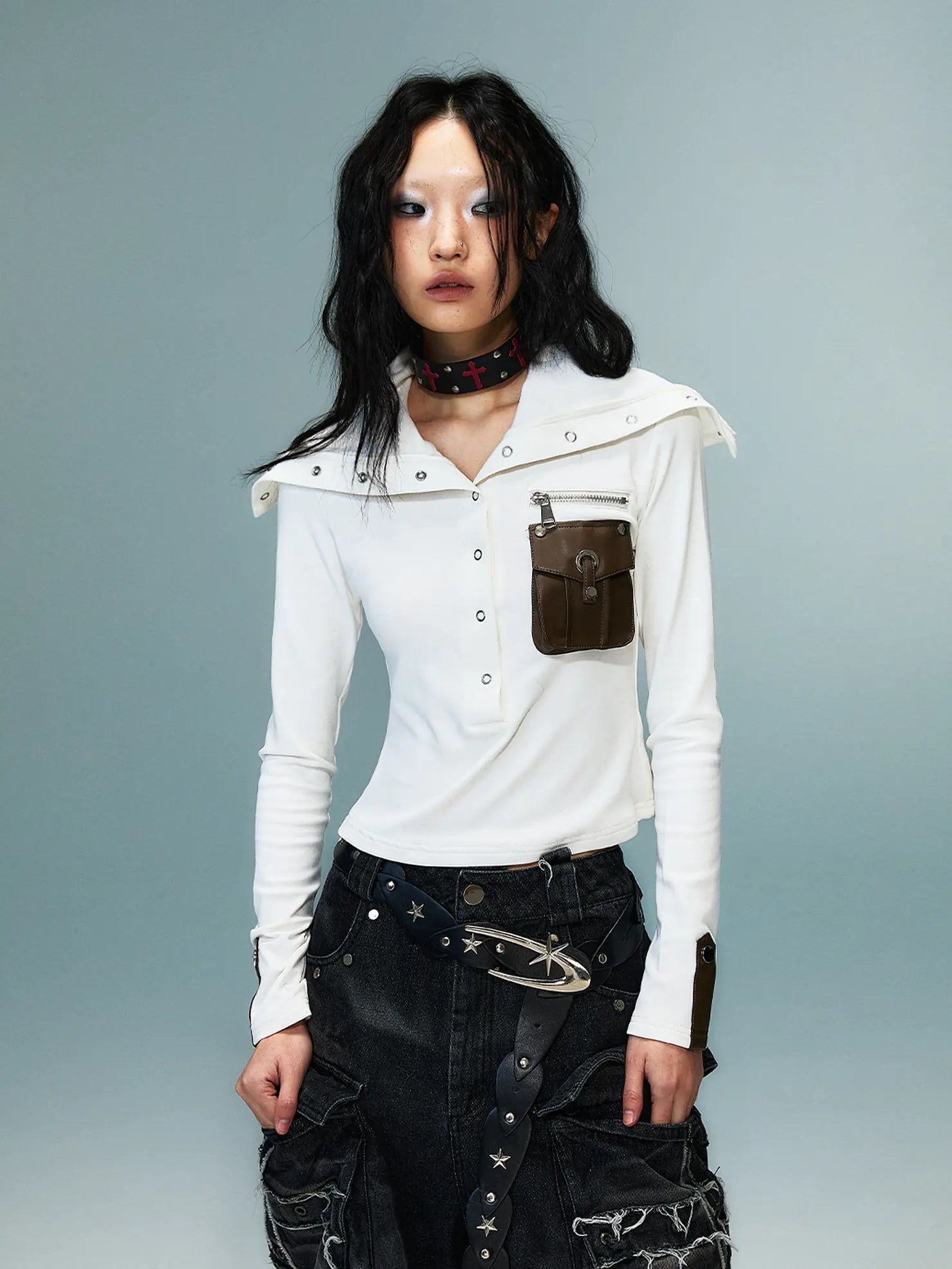 Frustration Garden Punk Multi Way Knit Turtleneck Top