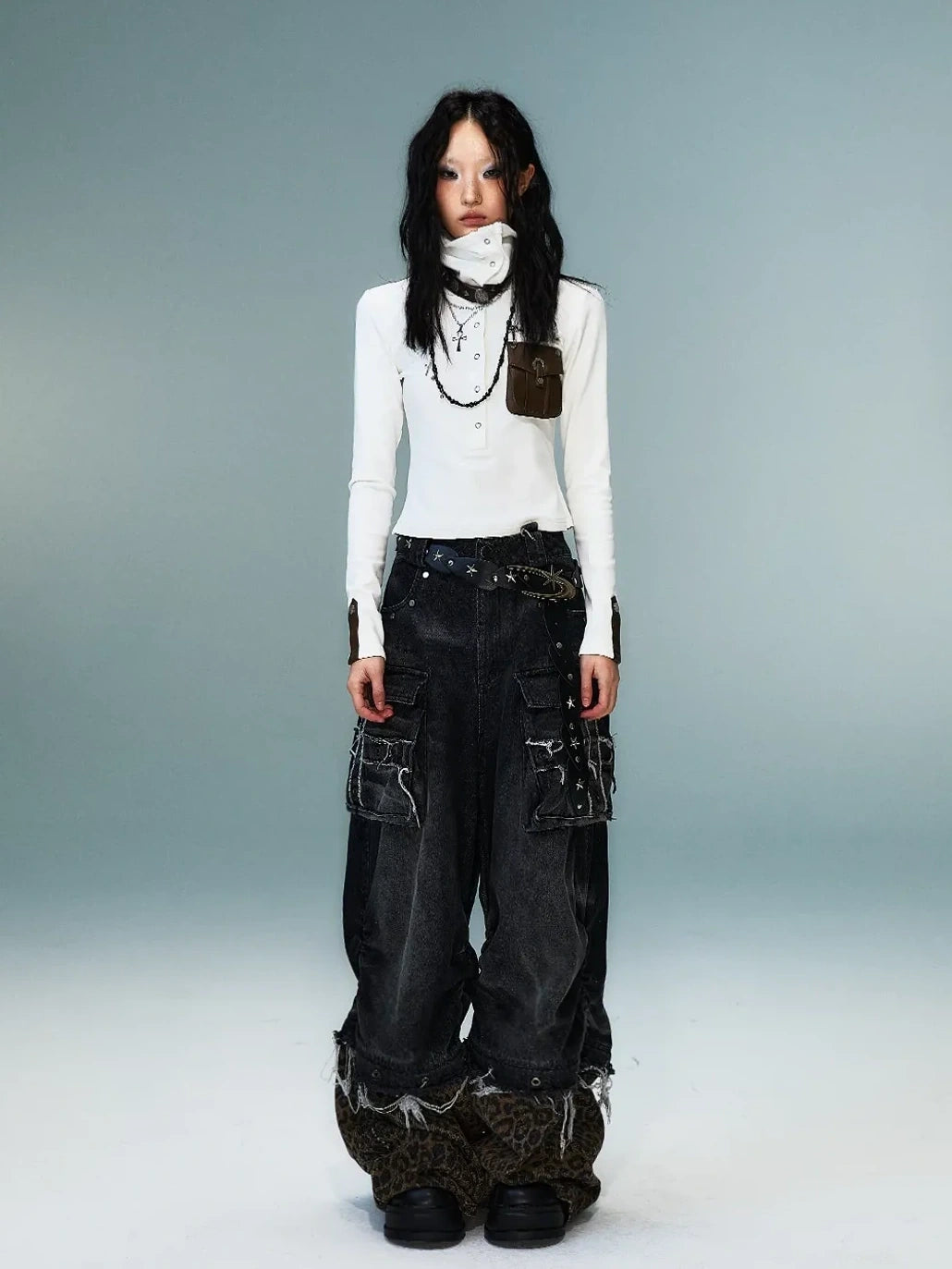 Frustration Garden Punk Multi Way Knit Turtleneck Top