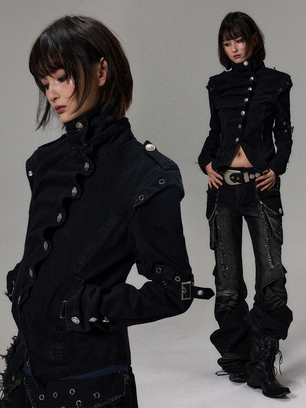 Frustration Garden Punk Palace Knight Stand Collar Metal Studded Women&