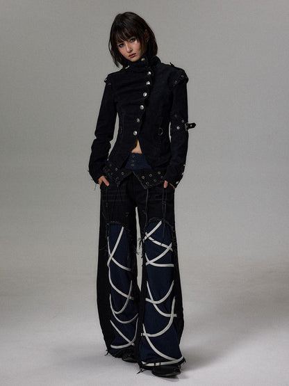 Frustration Garden Punk Palace Knight Stand Collar Metal Studded Women&
