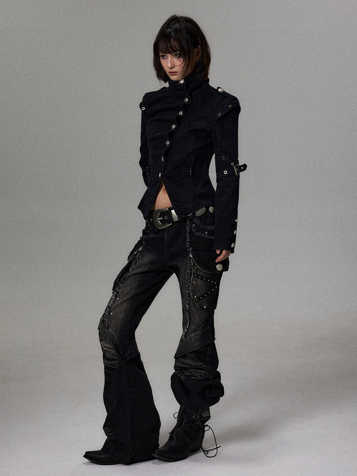 Frustration Garden Punk Palace Knight Stand Collar Metal Studded Women&
