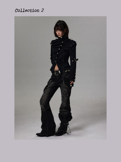 Frustration Garden Punk Palace Knight Stand Collar Metal Studded Women&