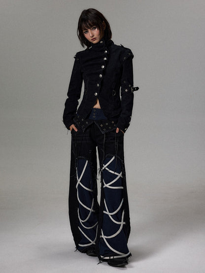 Frustration Garden Punk Palace Knight Stand Collar Metal Studded Women&