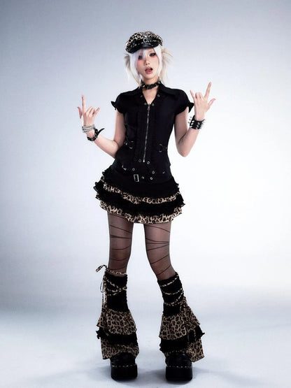 Frustration Garden Punk Retro Lace Trim Crop Shirt