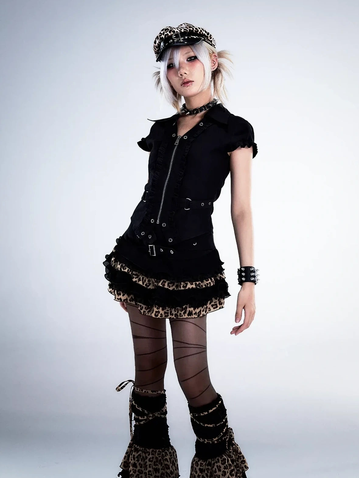 Frustration Garden Punk Retro Lace Trim Crop Shirt