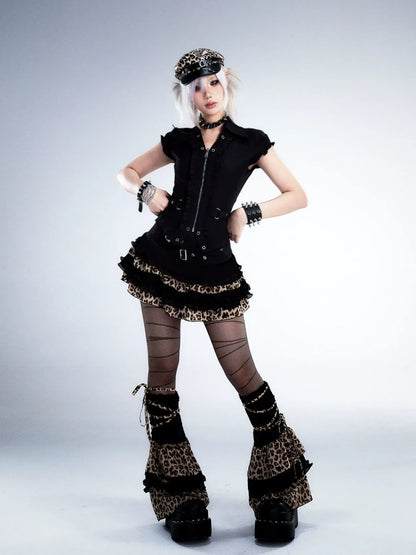 Frustration Garden Punk Retro Lace Trim Crop Shirt