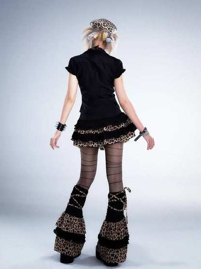 Frustration Garden Punk Retro Lace Trim Crop Shirt