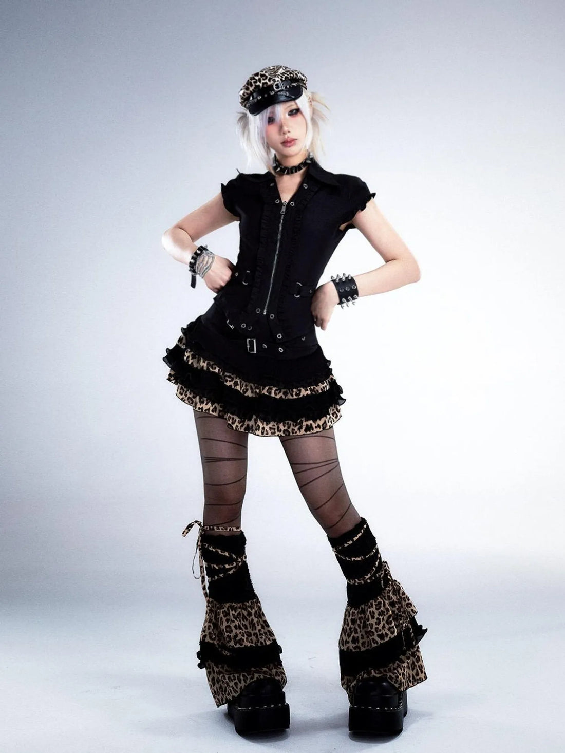 Frustration Garden Punk Retro Lace Trim Crop Shirt