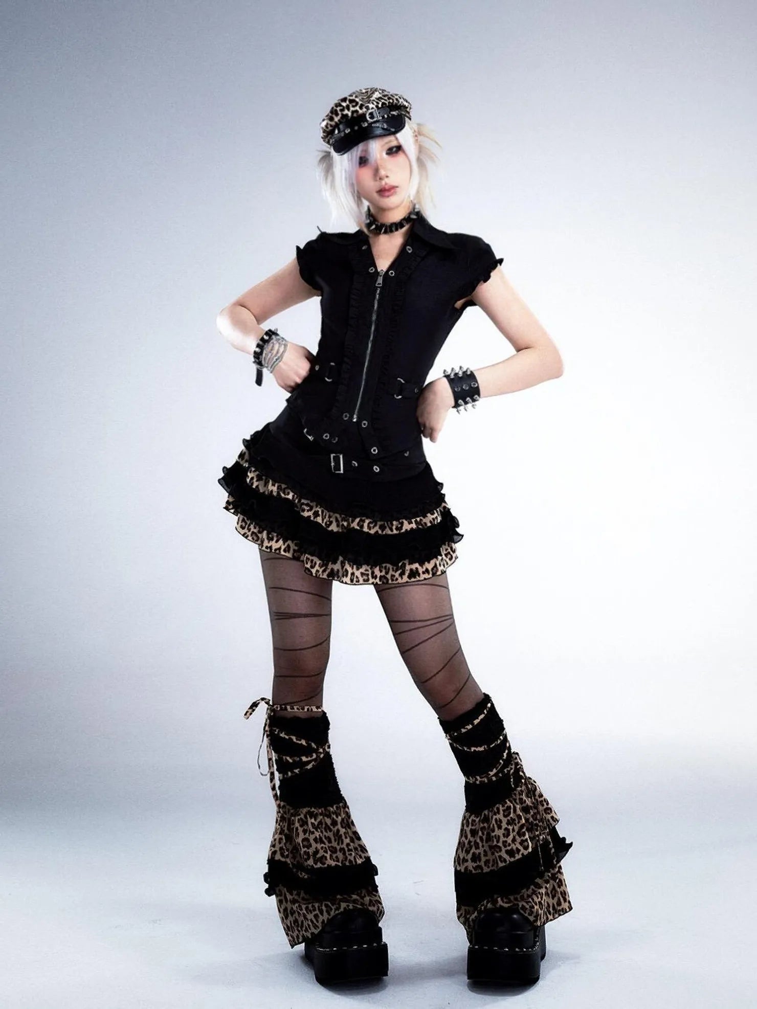 Frustration Garden Punk Retro Lace Trim Crop Shirt