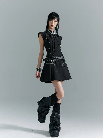 Punk Revival Embroidered Cheongsam Dress V-neck T-shirt Long Sleeve