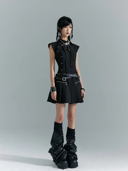 Punk Revival Embroidered Cheongsam Dress V-neck T-shirt Long Sleeve