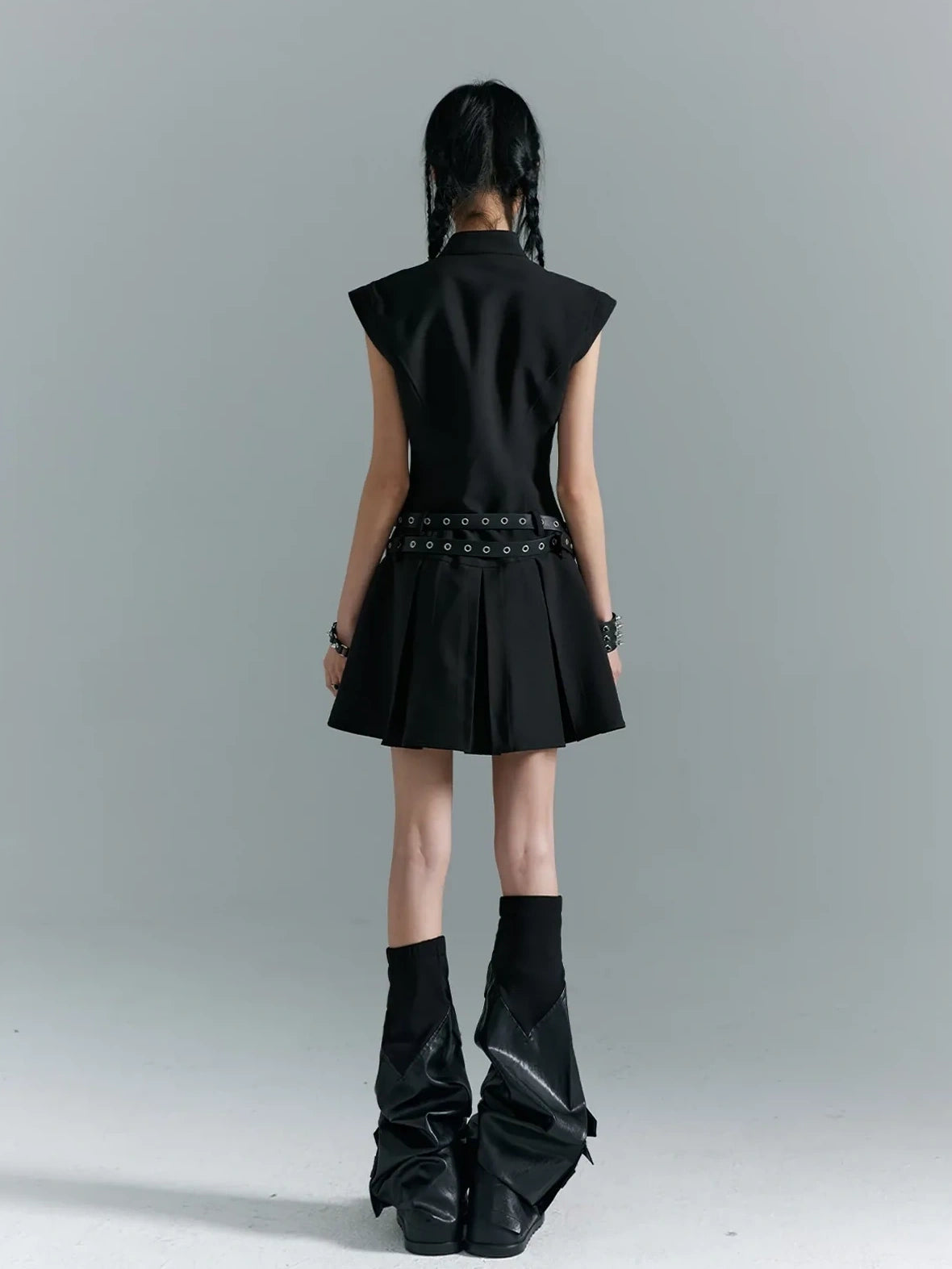 Punk Revival Embroidered Cheongsam Dress V-neck T-shirt Long Sleeve