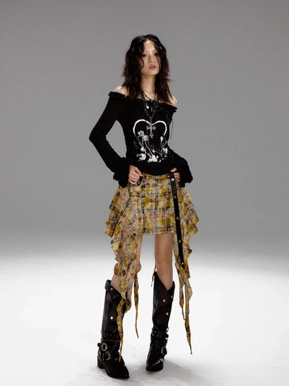 Frustration Garden Punk Revival Print Hooded Knit Top
