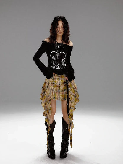 Frustration Garden Punk Revival Print Hooded Knit Top