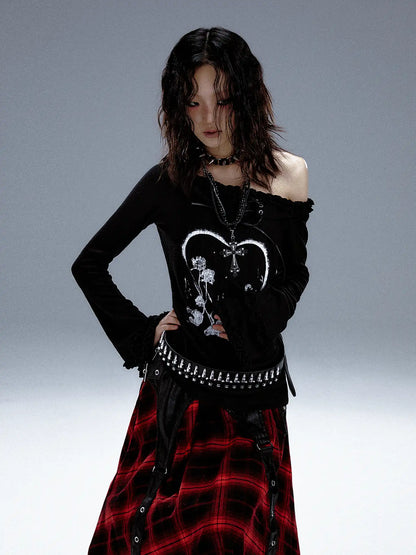 Frustration Garden Punk Revival Print Hooded Knit Top