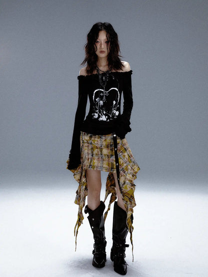 Frustration Garden Punk Revival Print Hooded Knit Top