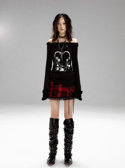 Frustration Garden Punk Revival Print Hooded Knit Top