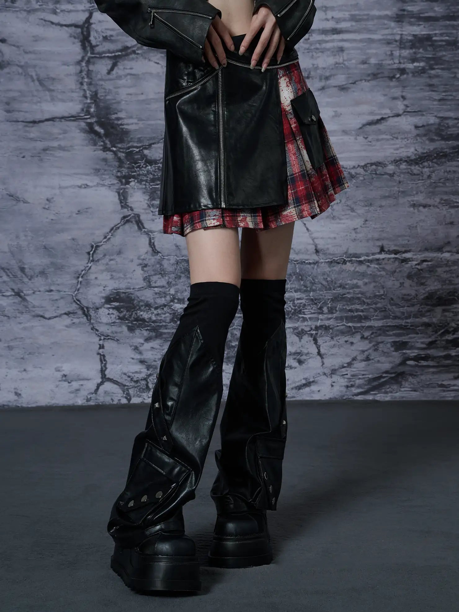 Frustration Garden Punk Rivet Leather Leg Sleeve