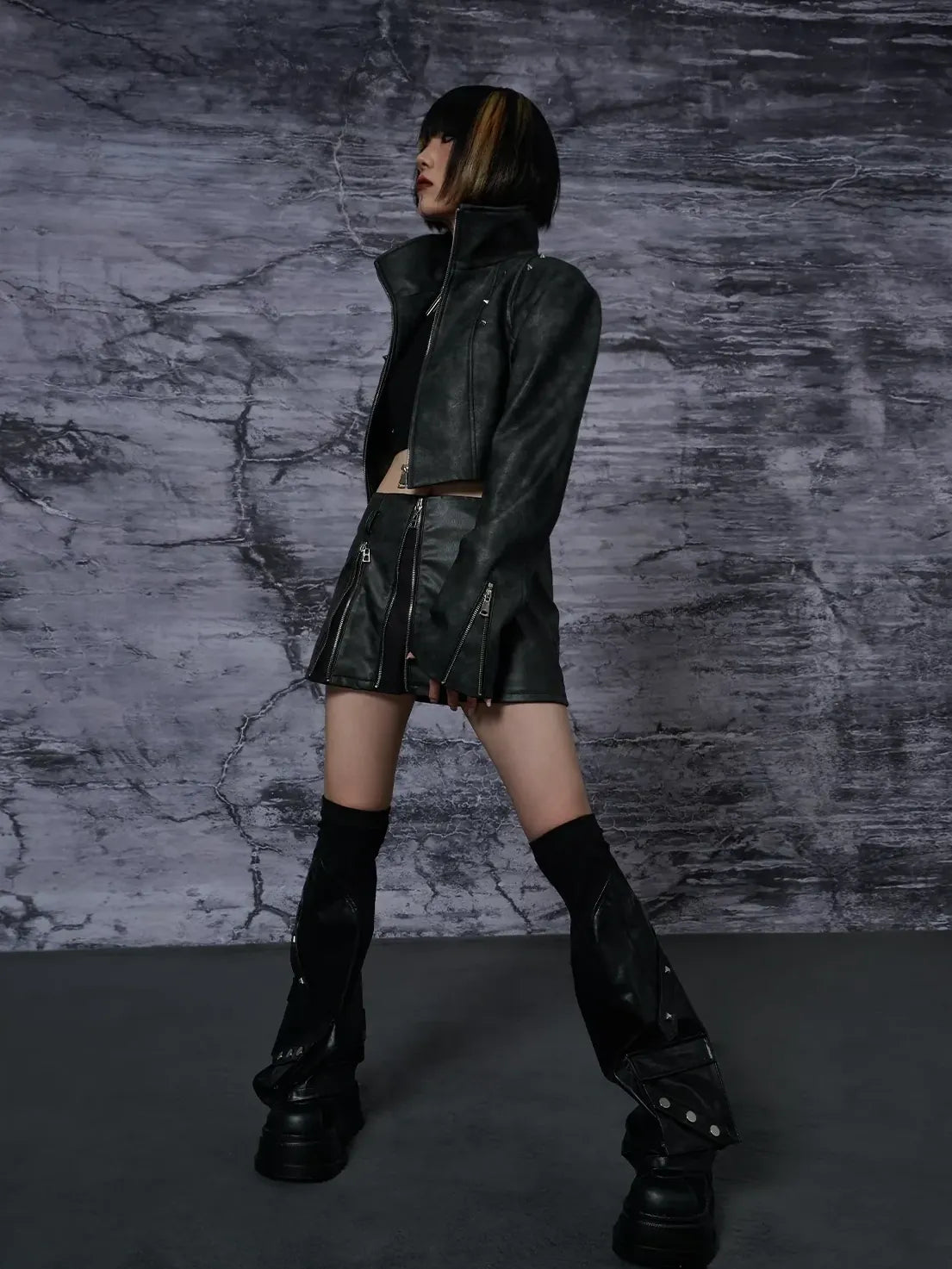 Frustration Garden Punk Rivet Leather Leg Sleeve