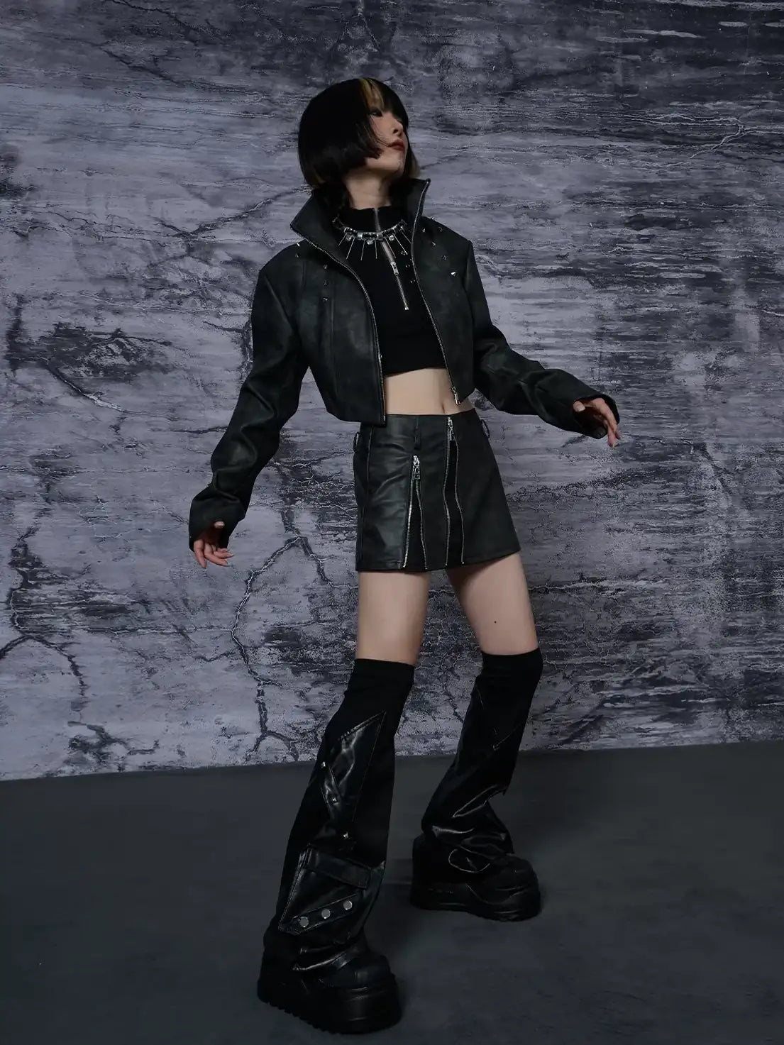 Frustration Garden Punk Rivet Leather Leg Sleeve