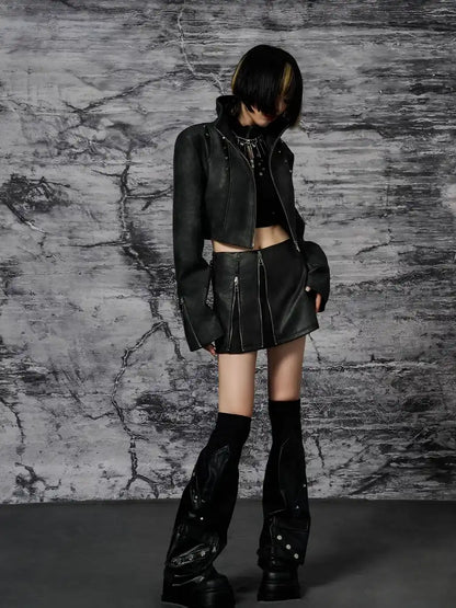 Frustration Garden Punk Rivet Leather Leg Sleeve