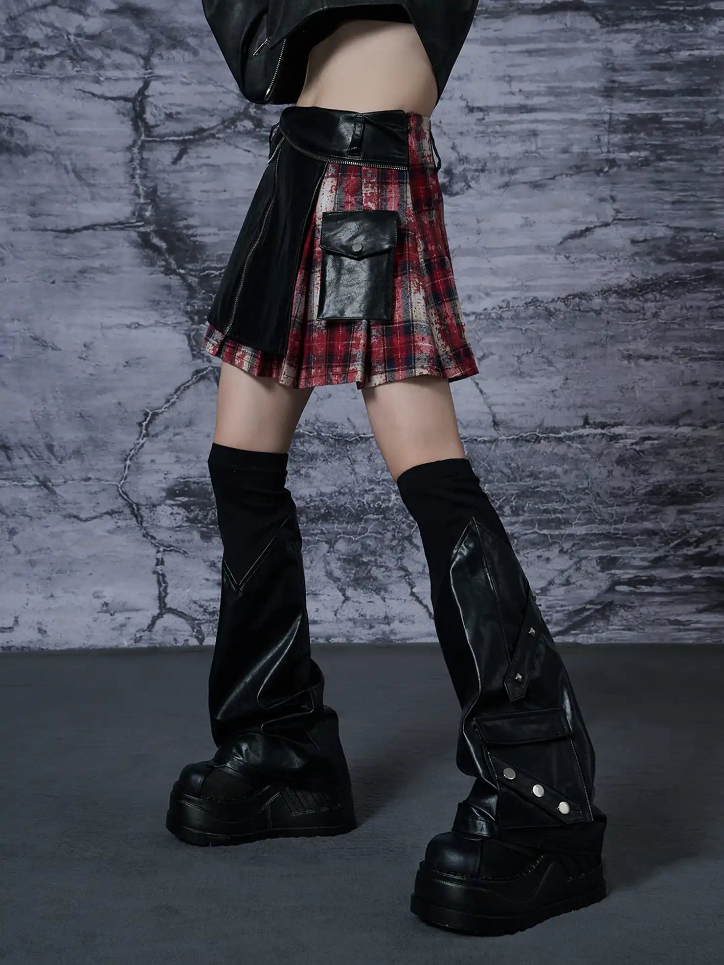 Frustration Garden Punk Rivet Leather Leg Sleeve