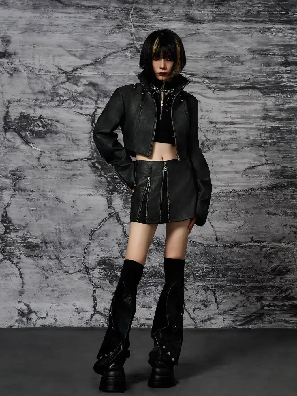 Frustration Garden Punk Rivet Leather Leg Sleeve