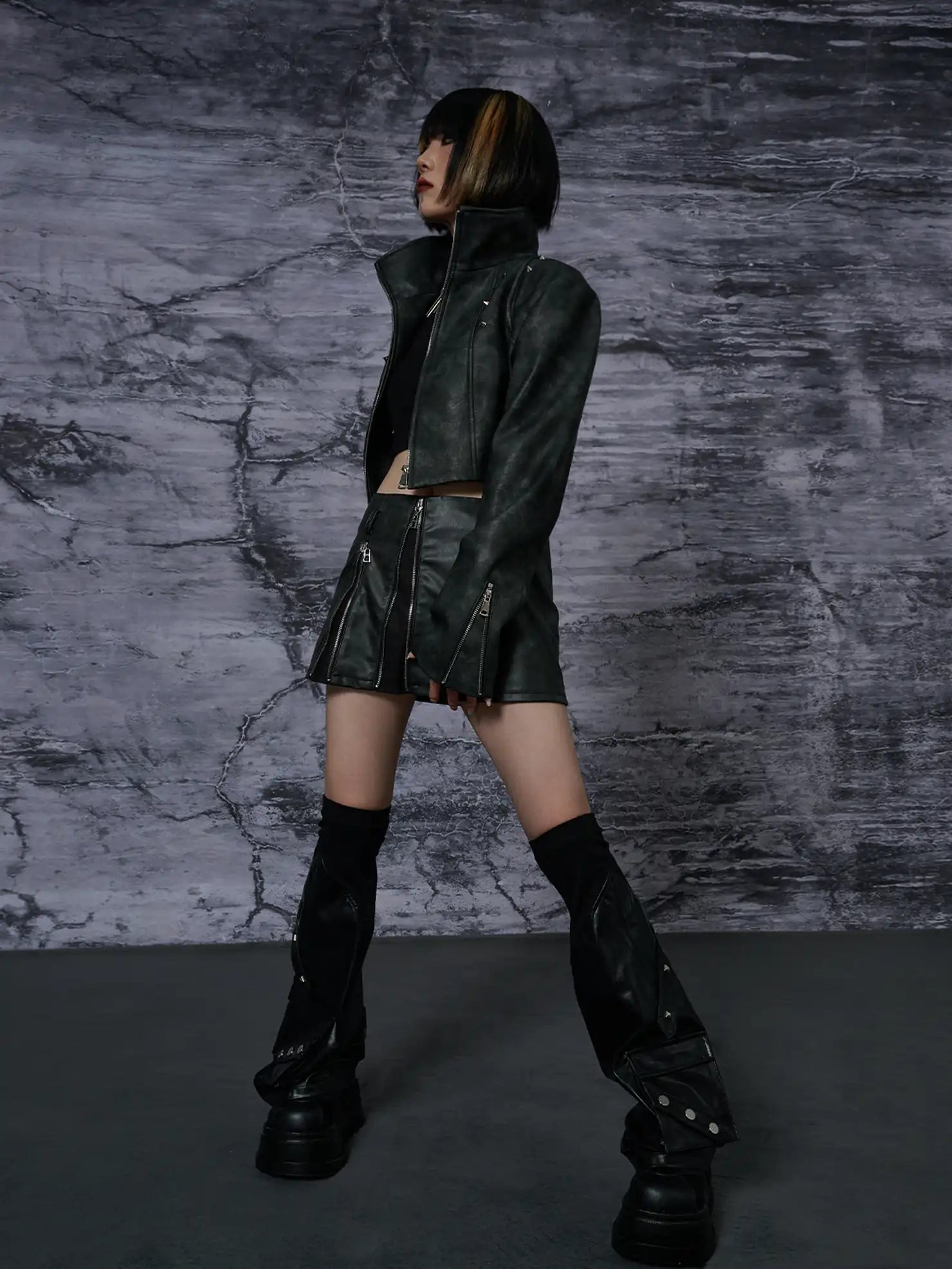 Frustration Garden Punk Rivet Leather Leg Sleeve