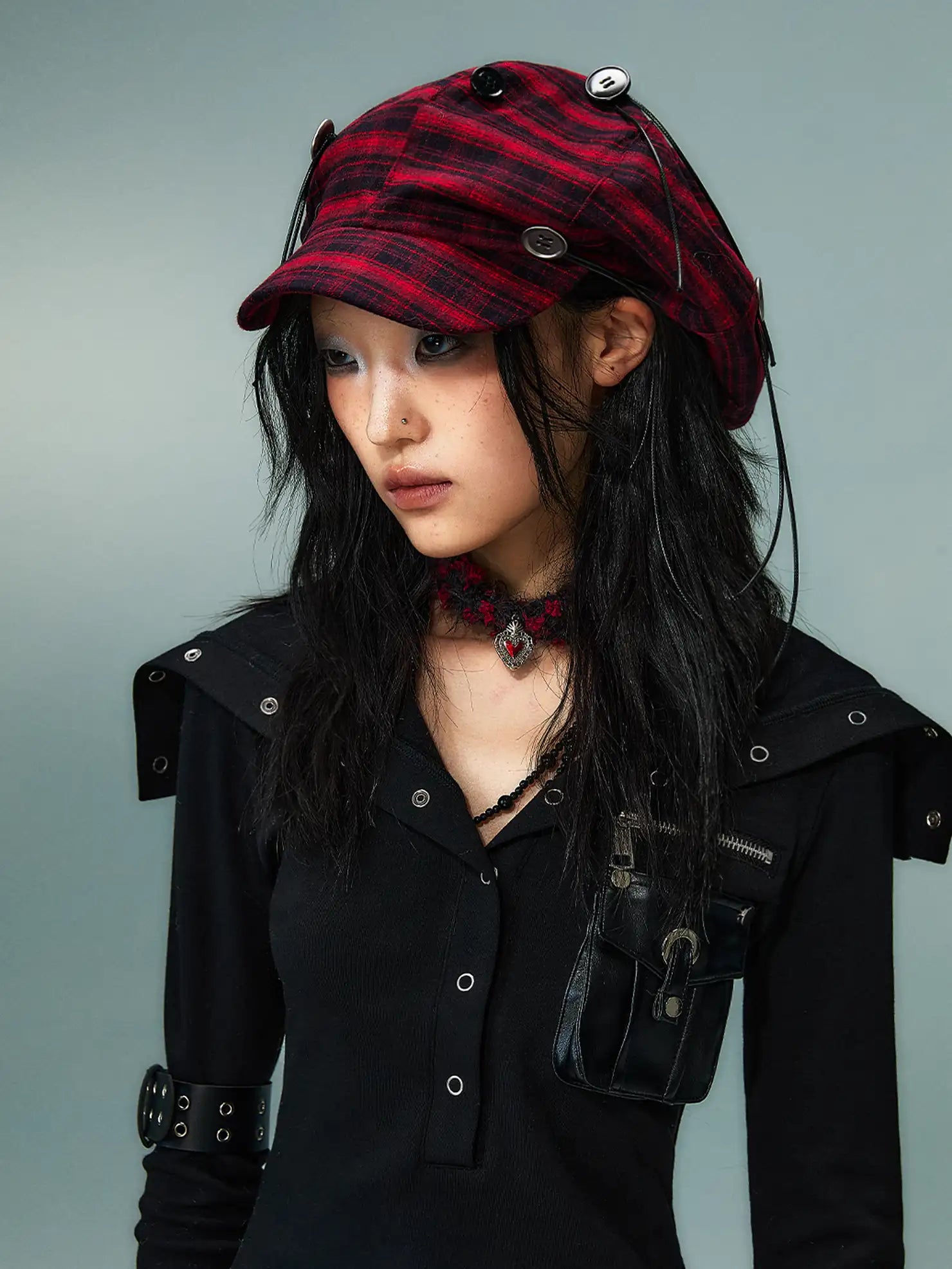 Frustration Garden Punk Rock Handmade Checkered Baker Boy Cap