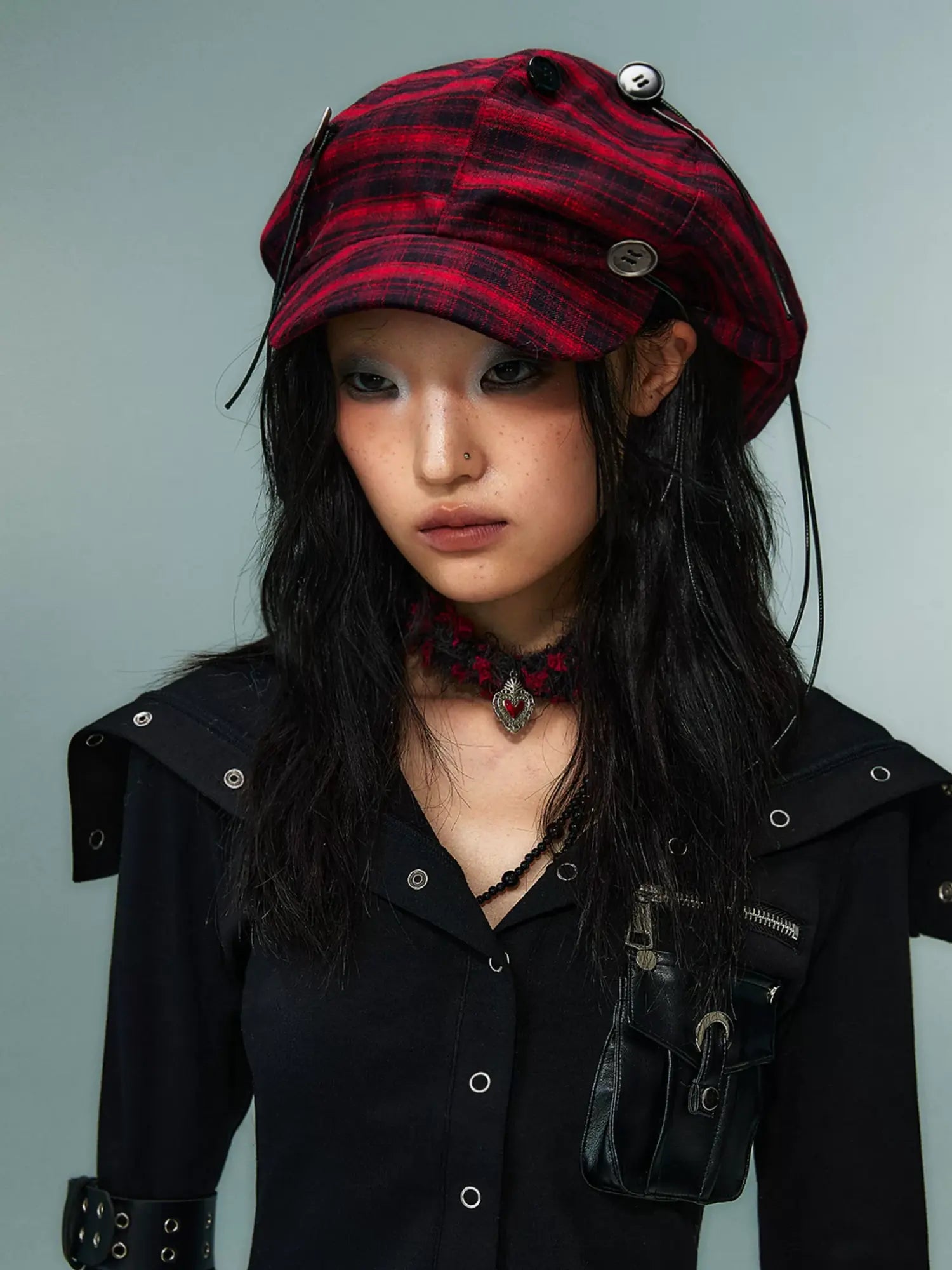 Frustration Garden Punk Rock Handmade Checkered Baker Boy Cap