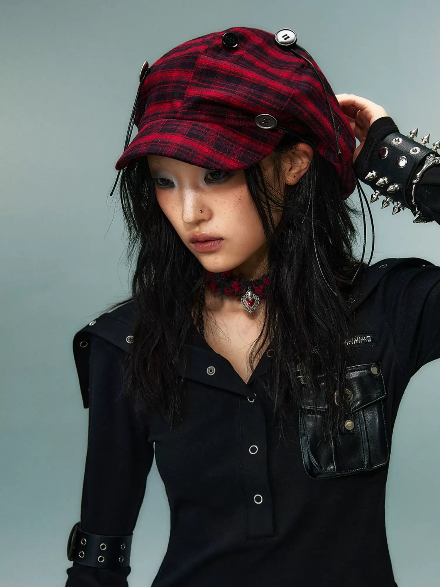 Frustration Garden Punk Rock Handmade Checkered Baker Boy Cap